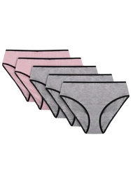 Vivisence 4016 5-pack Majtki figi, gumka czarna: szary/szary/szary/róż/róż