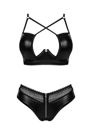 Obsessive Norides 2-pcs set Nocna komplet biustonosz + figi, czarny