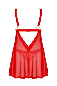 Obsessive Elianes babydoll Nocna komplet koszulka + stringi, czerwony