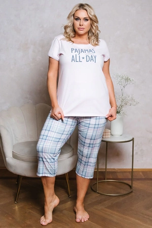 Italian Fashion Glamour kr.r. sp.3/4 Nocna piżama, j.róż/druk