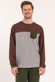 Moraj PDM4600-018 Nocna piżama, patt 1-brown/grey/green