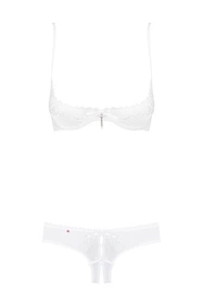 Obsessive Alabastra set Nocna komplet biustonosz + stringi, biały
