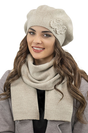 Vivisence 7006Kmpl Komplet beret+szalik, be�owy