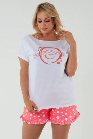 Italian Fashion Raba kr.r. kr.sp. Nocna piżama, biały/druk malina