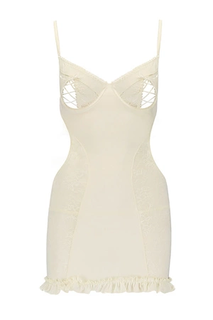 Avanua Bianca chemise Nocna komplet koszulka + stringi, ecru