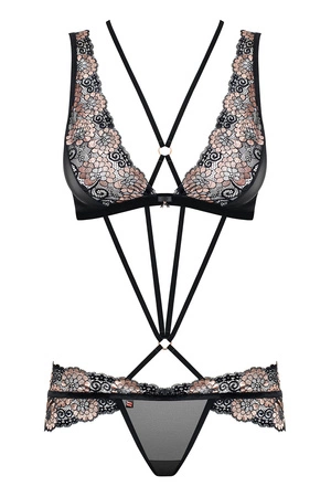 Obsessive 873-SEA-1 Nocna komplet biustonosz + stringi, czarny