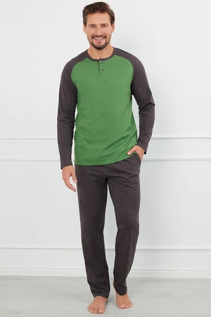 Italian Fashion Aleksander dł.r. dł.sp. Nocna piżama, zielony/c.melanż