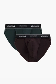 Atlantic 2MP-1588 2-pack Majtki slipy, zielony/brąz