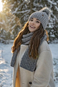 Vivisence 7015Kmpl Komplet czapka+szalik, jasnoszary