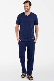 Italian Fashion Akord Men kr.r. dł.sp. Nocna piżama, granat