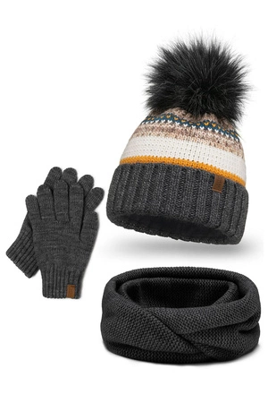 Vivisence 7099 Kmpl+R Komplet czapka+komin+rękawiczki, ciemnoszary