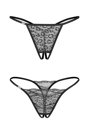 Obsessive Bianca 2-pack crotchless thong Majtki stringi otwarte, czarny