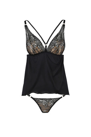 Casmir Divine chemise Nocna komplet koszulka + stringi, black