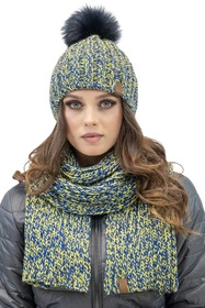 Vivisence 7086Kmpl Komplet czapka+szalik, żółty