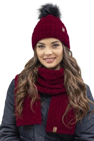Vivisence 7015 Kmpl+R Komplet czapka+szalik+rękawiczki, bordowy