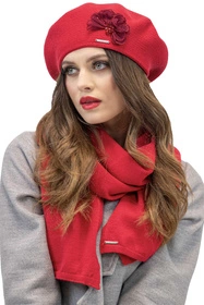 Vivisence 7036 Nakrycie głowy beret, czerwony