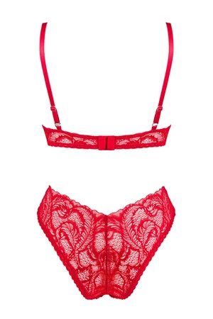 Obsessive Atenica 2-pcs set Nocna komplet biustonosz + figi, czerwony