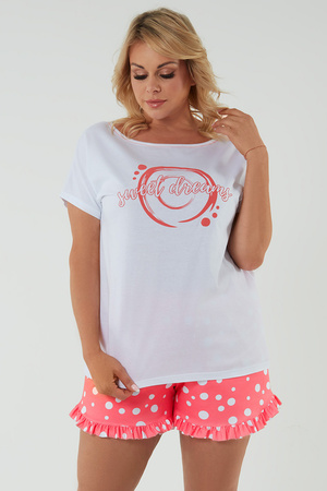Italian Fashion Raba kr.r. kr.sp. Nocna pi�ama, bia�y/druk malina