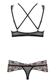 Obsessive 873-SEA-1 Nocna komplet biustonosz + stringi, czarny