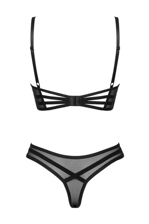 Obsessive Roxelia 2-pcs set Nocna komplet biustonosz + stringi, czarny