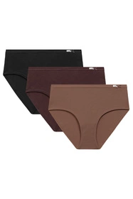 Atlantic 3CLP-016B 3-pack Majtki wysokie figi, cappucino/czekoladowy/czarny
