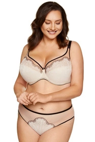 Gorteks Dione/F Majtki figi, kremowo-czarny