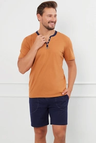 Italian Fashion Juliusz kr.r. kr.sp. Nocna piżama, koniak/granat