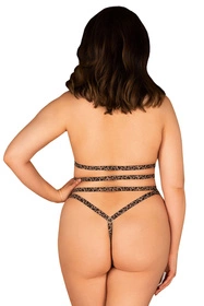 Obsessive Tigrita 2-pcs set Nocna komplet biustonosz + stringi, brązowy