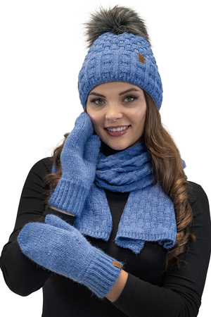 Vivisence 7015 Kmpl+R Komplet czapka+szalik+r�kawiczki, jeans