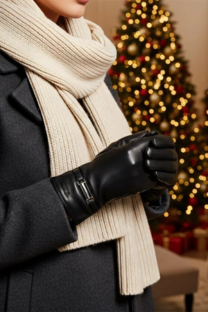 Vivisence 7212 Rękawiczki skórzane, black