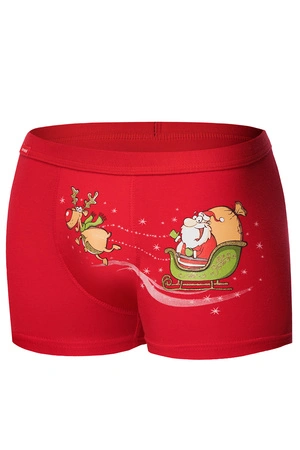 Cornette Merry Christmas Santa's sleigh 007/67 Majtki bokserki, czerwony