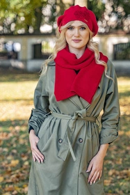 Vivisence 7007Kmpl Komplet beret+szalik, czerwony