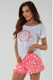 Italian Fashion Raba kr.r. kr.sp. Nocna piżama, biały/druk malina