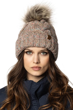 Vivisence 7014Kmpl Komplet czapka+komin, brązowy melanż