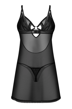 Obsessive Alliane chemise & thong Nocna komplet koszulka + stringi, black