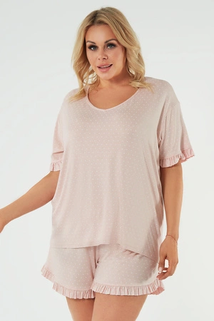 Italian Fashion Puntini kr.r. kr.sp. Nocna piżama, druk/pudrowy róż