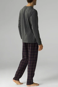 Atlantic NMP-375 Nocna piżama, szary melanż/granat/czerwony