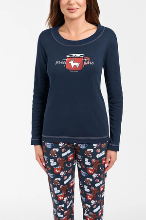 Italian Fashion Makala dł.r. dł.sp. Nocna piżama, granat/druk