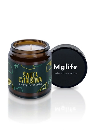 Mglife Świeca cytrusowa z miętą i cytronellą - rzepakowa Świeca zapachowa, naturalna