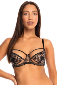 Bella Misteria 36-75 Klasyczna Elegancja Biustonosz miękki, beżowo-czarny