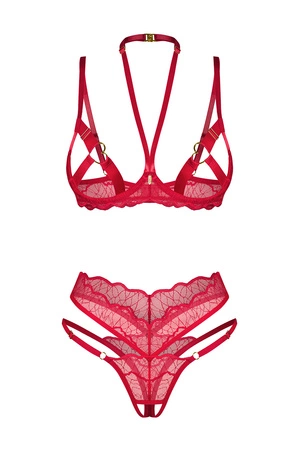 Obsessive Cupide Desir 2-pcs set Nocna komplet biustonosz + stringi, red