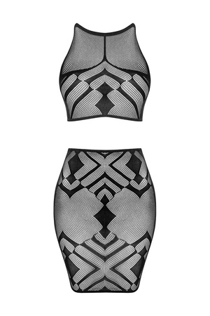 Obsessive K101 top & skirt Nocna komplet top + spódnica, czarny