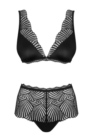 Obsessive Klarita 2-pcs set Nocna komplet biustonosz + figi, czarny