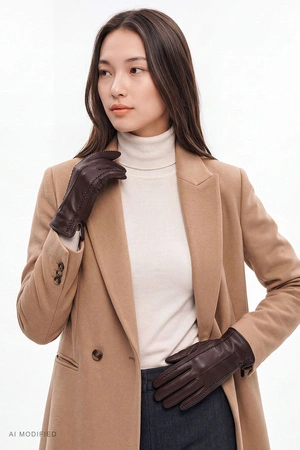 Vivisence 7209 Rękawiczki skórzane, dark brown