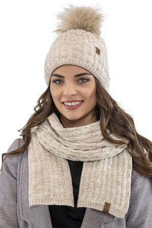 Vivisence 7015 Kmpl+R Komplet czapka+szalik+rękawiczki, beżowy
