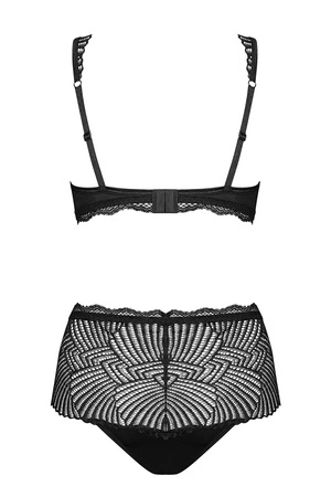 Obsessive Klarita 2-pcs set Nocna komplet biustonosz + figi, czarny