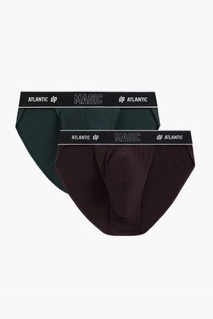 Atlantic 2MP-1588 2-pack Majtki slipy, zielony/brąz