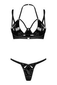 Obsessive Keira Lise 2-pcs set Nocna komplet biustonosz + stringi, czarny
