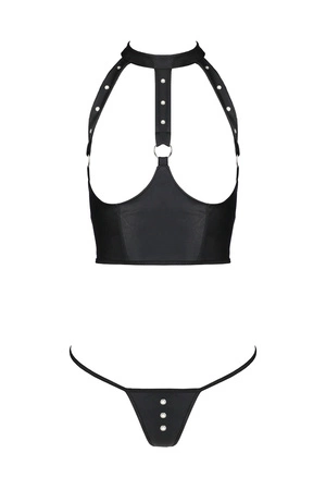 Passion Genevia set Nocna komplet półbiustonosz + stringi, black