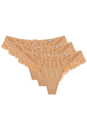 Wol-Bar Diamond 3503 3-pak Majtki szorto-stringi, beżowy
